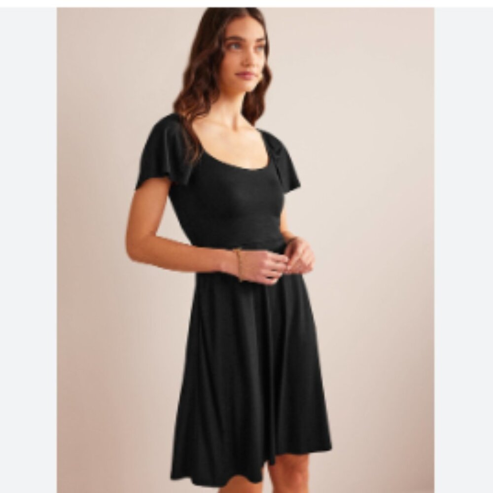 Boden Square Neck Jersey Mini Dress Black